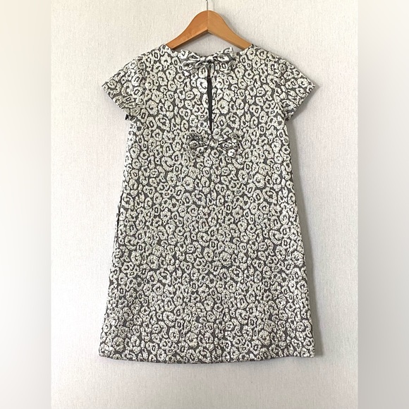 Crewcuts Silver Metallic Dress with Leopard Patterns and Bow on Back - Picture 2 of 5
